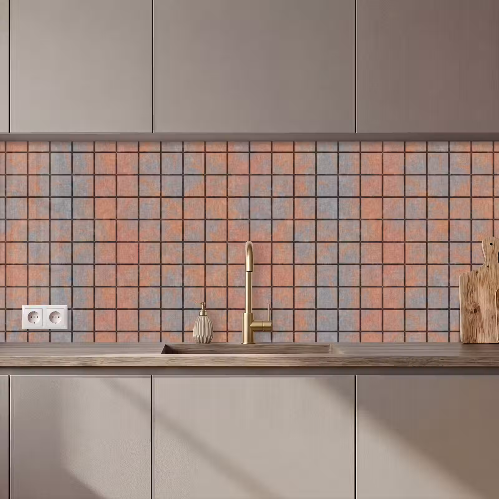 Keuken achterwand - Blauw - Bruin - Vlekken - Vierkant — 1