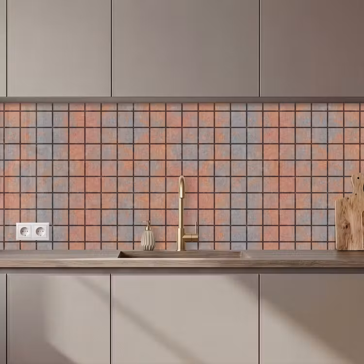 Keuken achterwand - Blauw - Bruin - Vlekken - Vierkant — 1