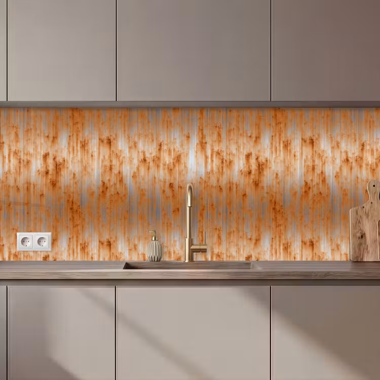 Keuken achterwand - Metaal - Grijs - Oranje - Roest — 1