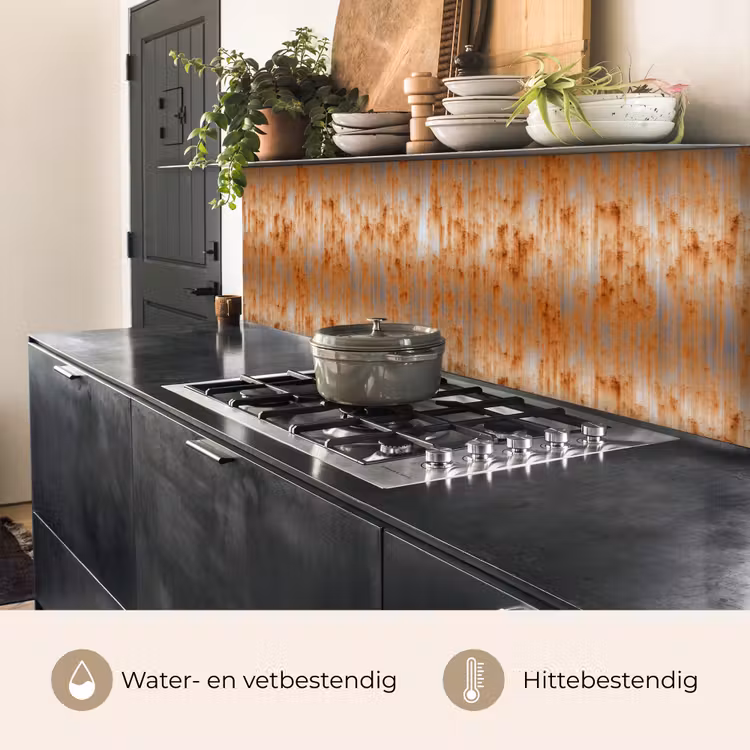 Keuken achterwand - Metaal - Grijs - Oranje - Roest — 3