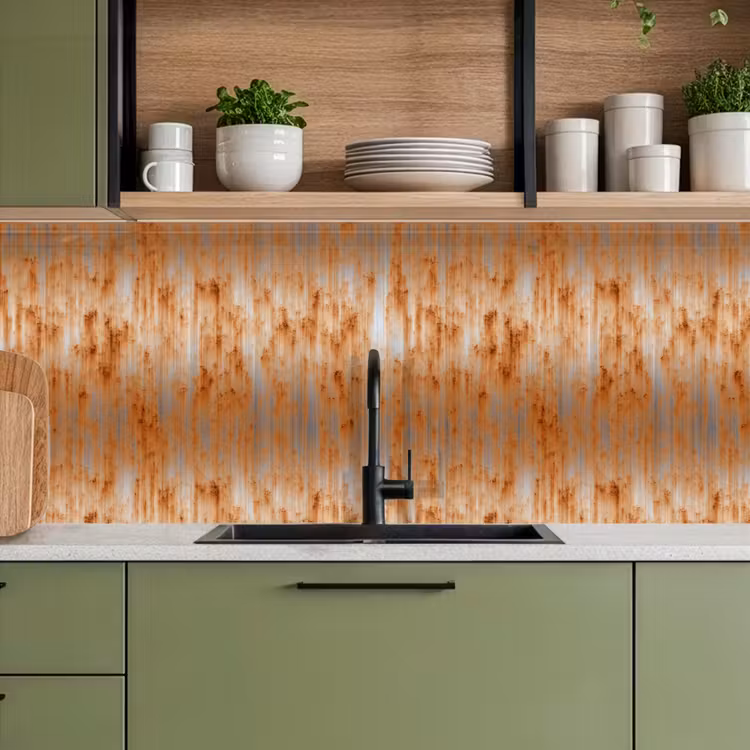 Keuken achterwand - Metaal - Grijs - Oranje - Roest — 5