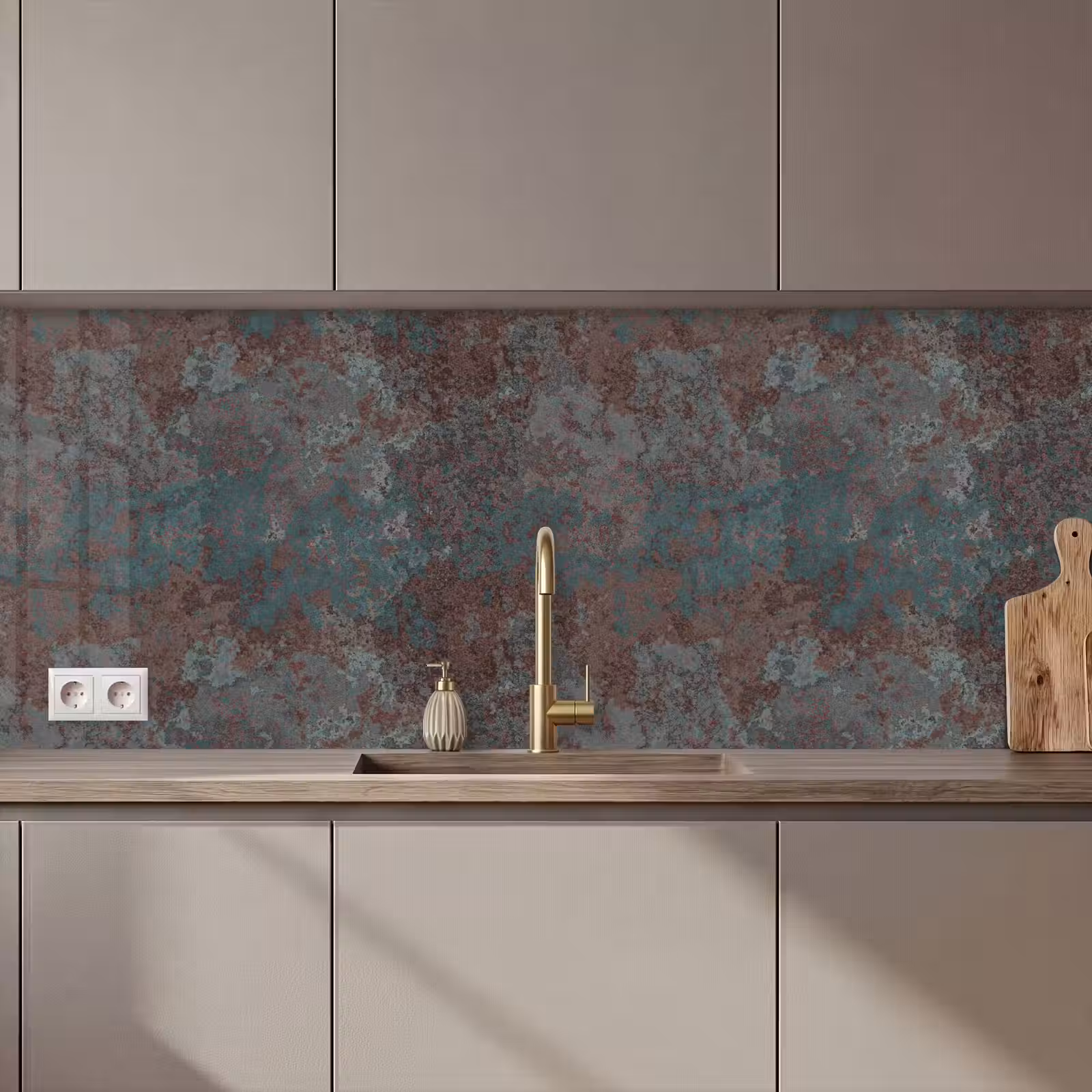 Keuken achterwand - Blauw - Grijs - Roest - Patroon — 1