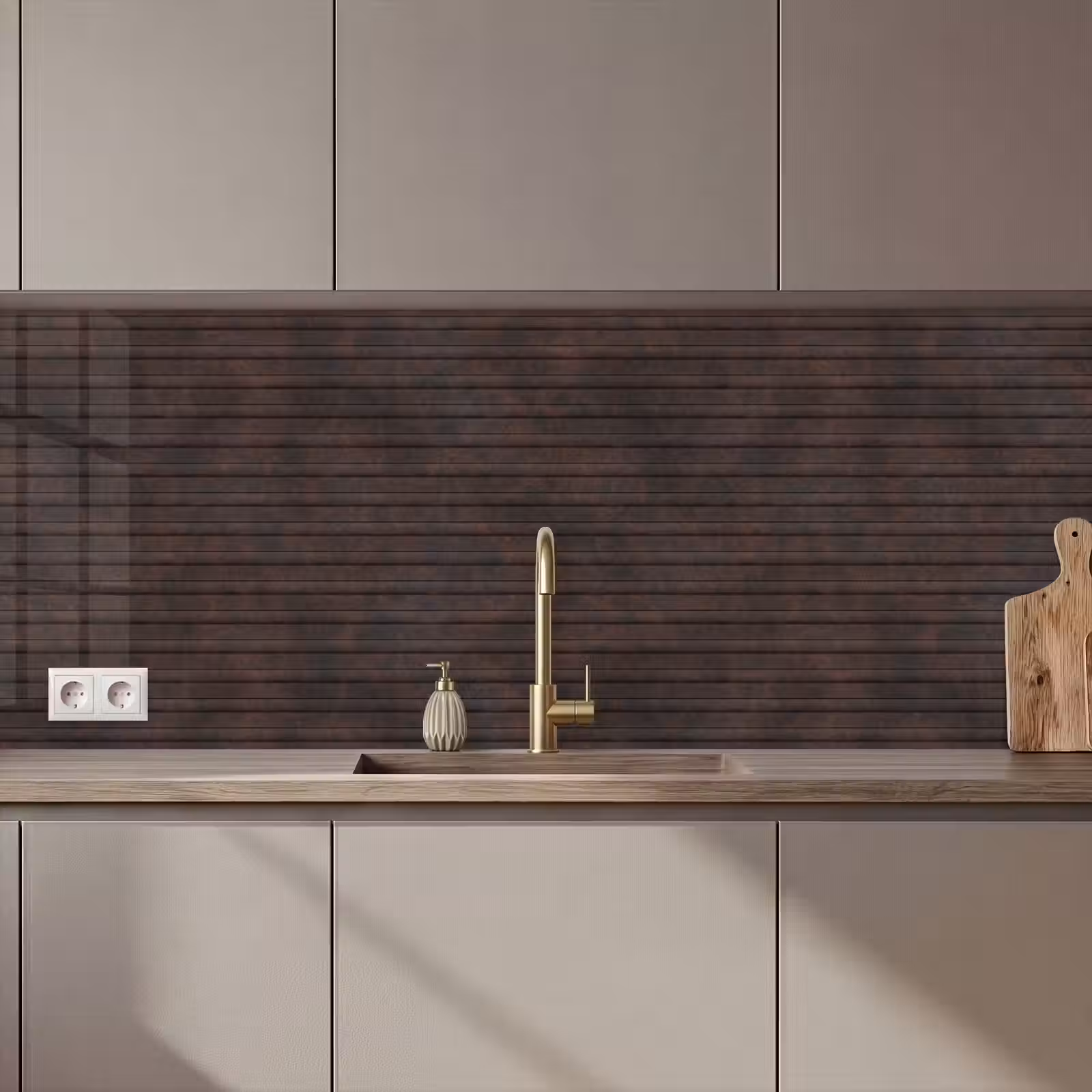 Keuken achterwand - Donkerbruin - Roest - Strepen - Patroon — 1
