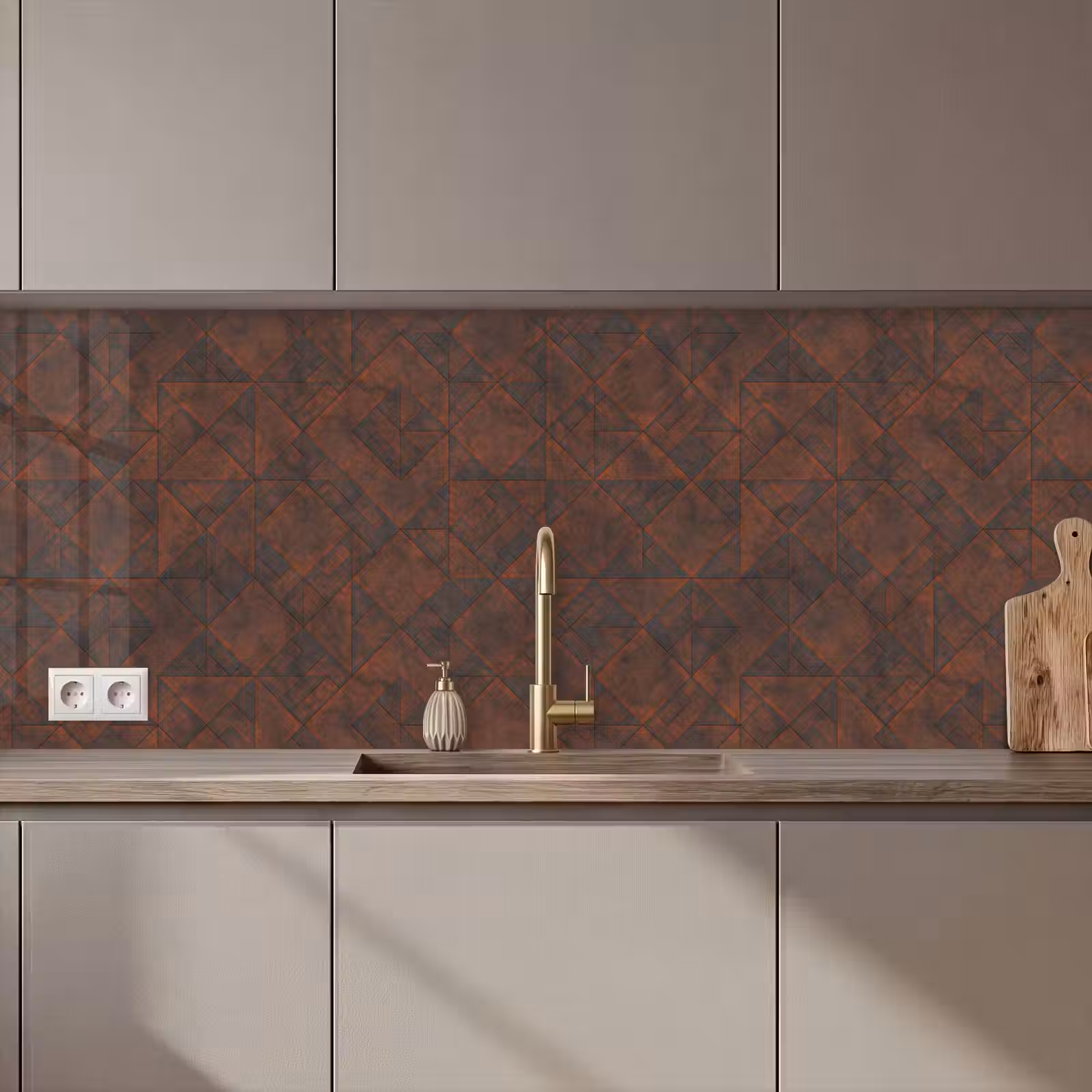 Keuken achterwand - Patroon - Geometrisch - Bruin - Roest — 1