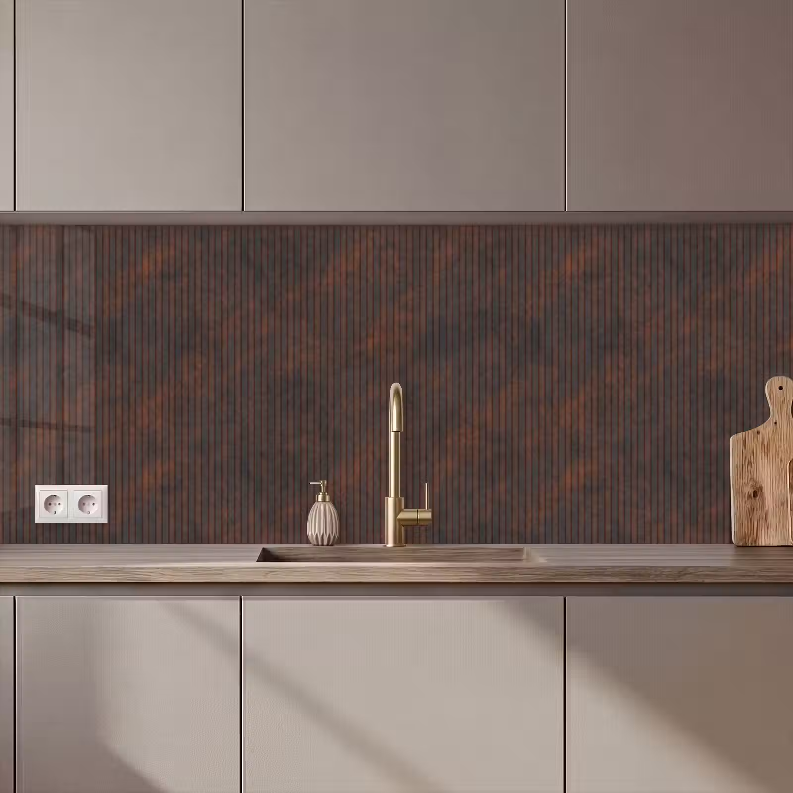 Keuken achterwand - Strepen - Roest - Donker — 1