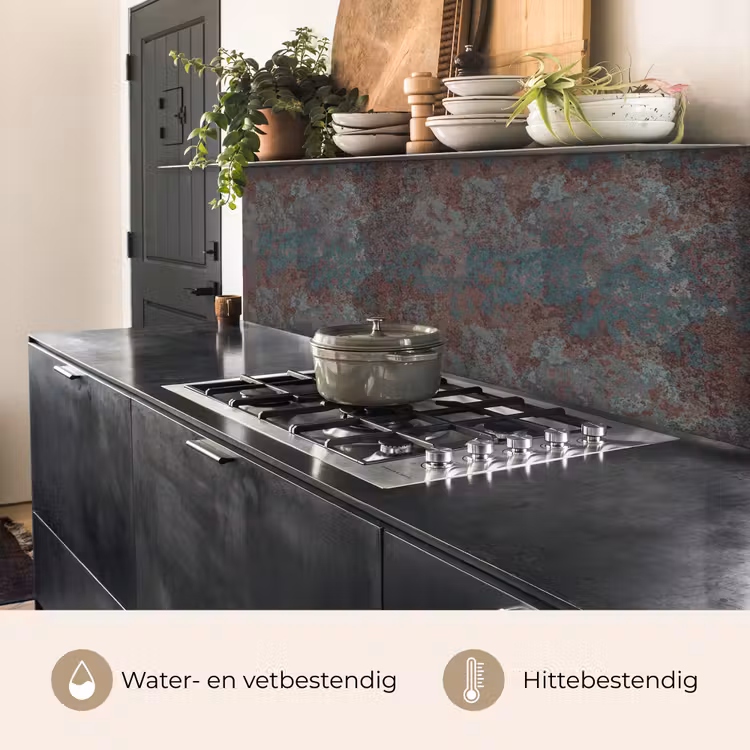 Keuken achterwand - Blauw - Grijs - Roest - Patroon — 3