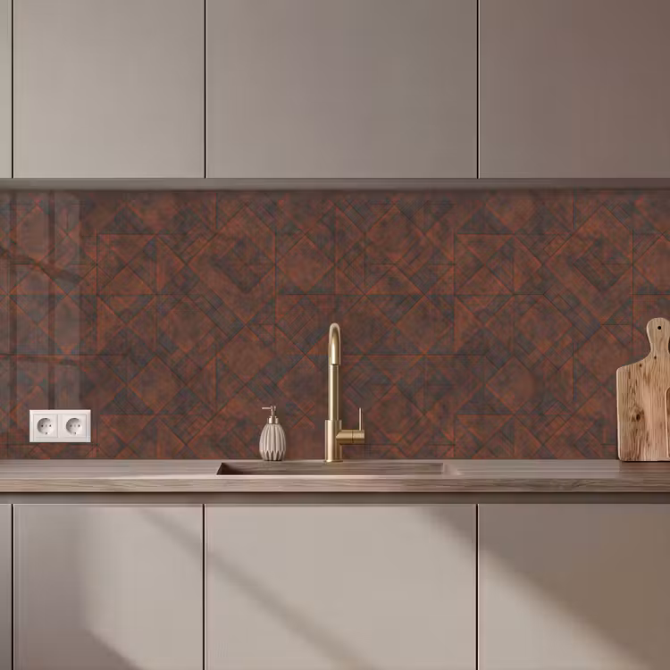 Keuken achterwand - Patroon - Geometrisch - Bruin - Roest — 1