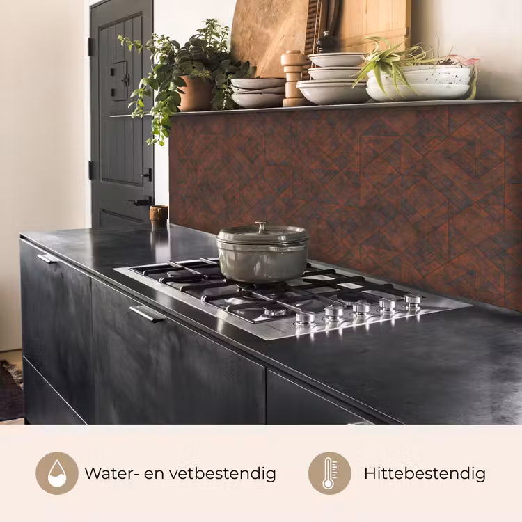 Keuken achterwand - Patroon - Geometrisch - Bruin - Roest — 3