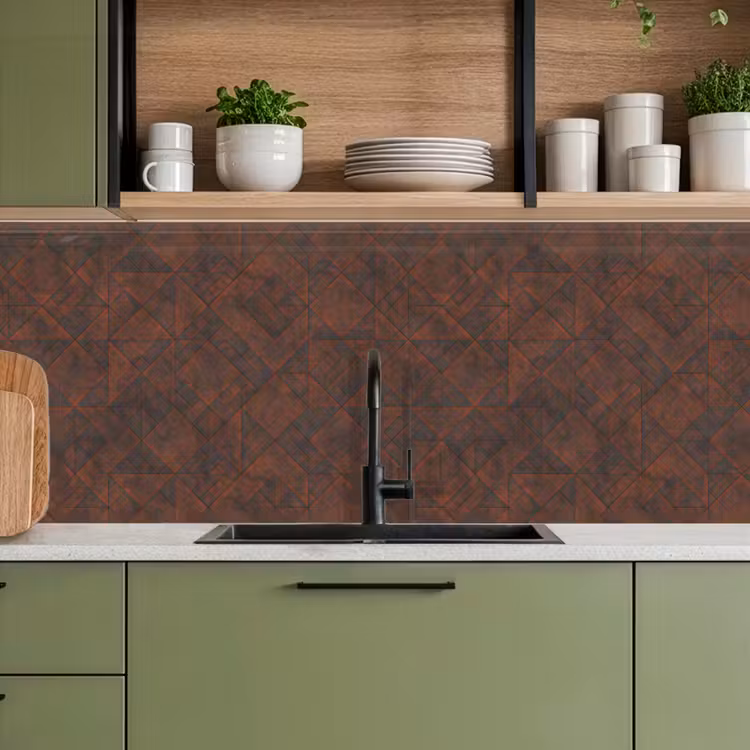 Keuken achterwand - Patroon - Geometrisch - Bruin - Roest — 5