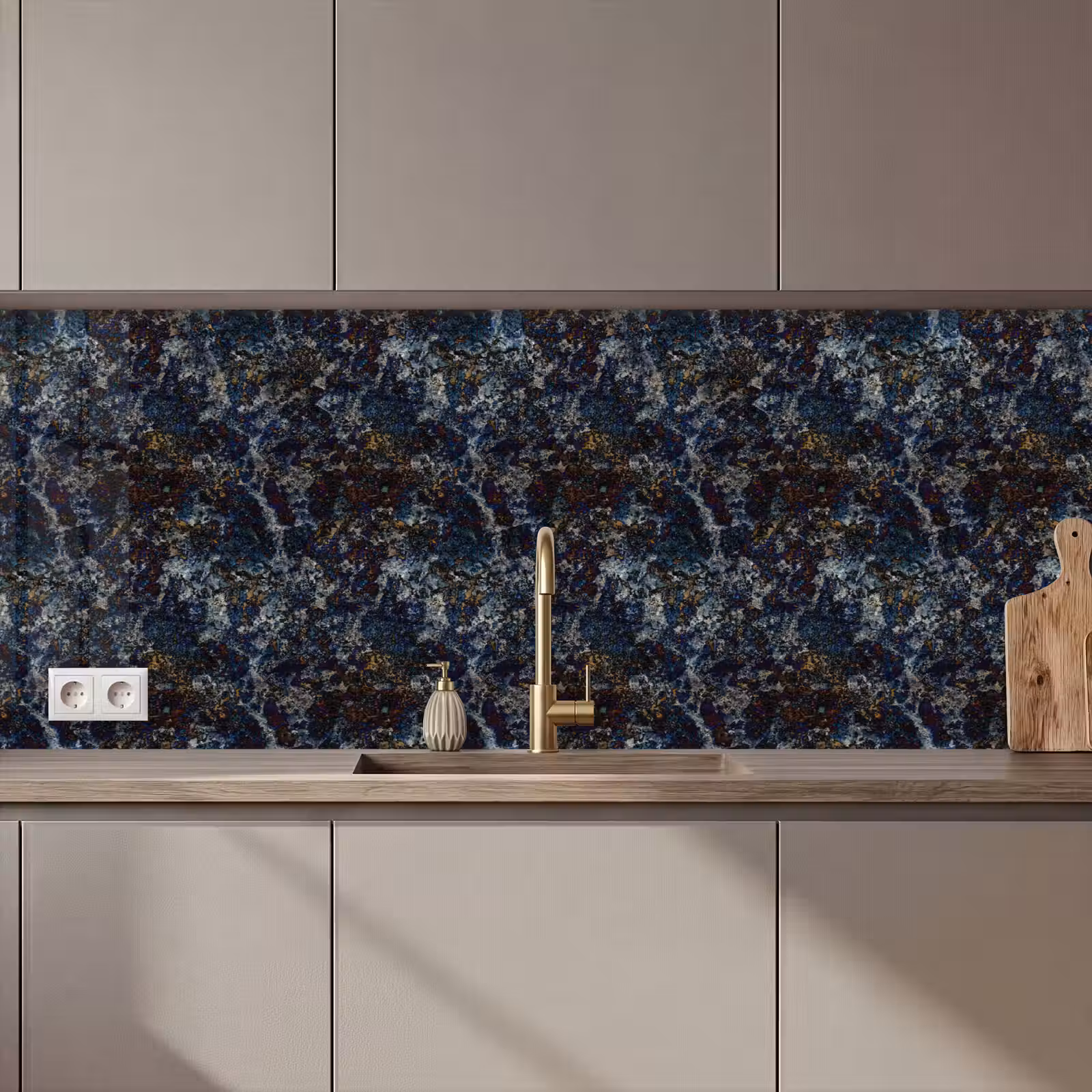 Keuken achterwand - Blauw - Graniet - Donker — 1