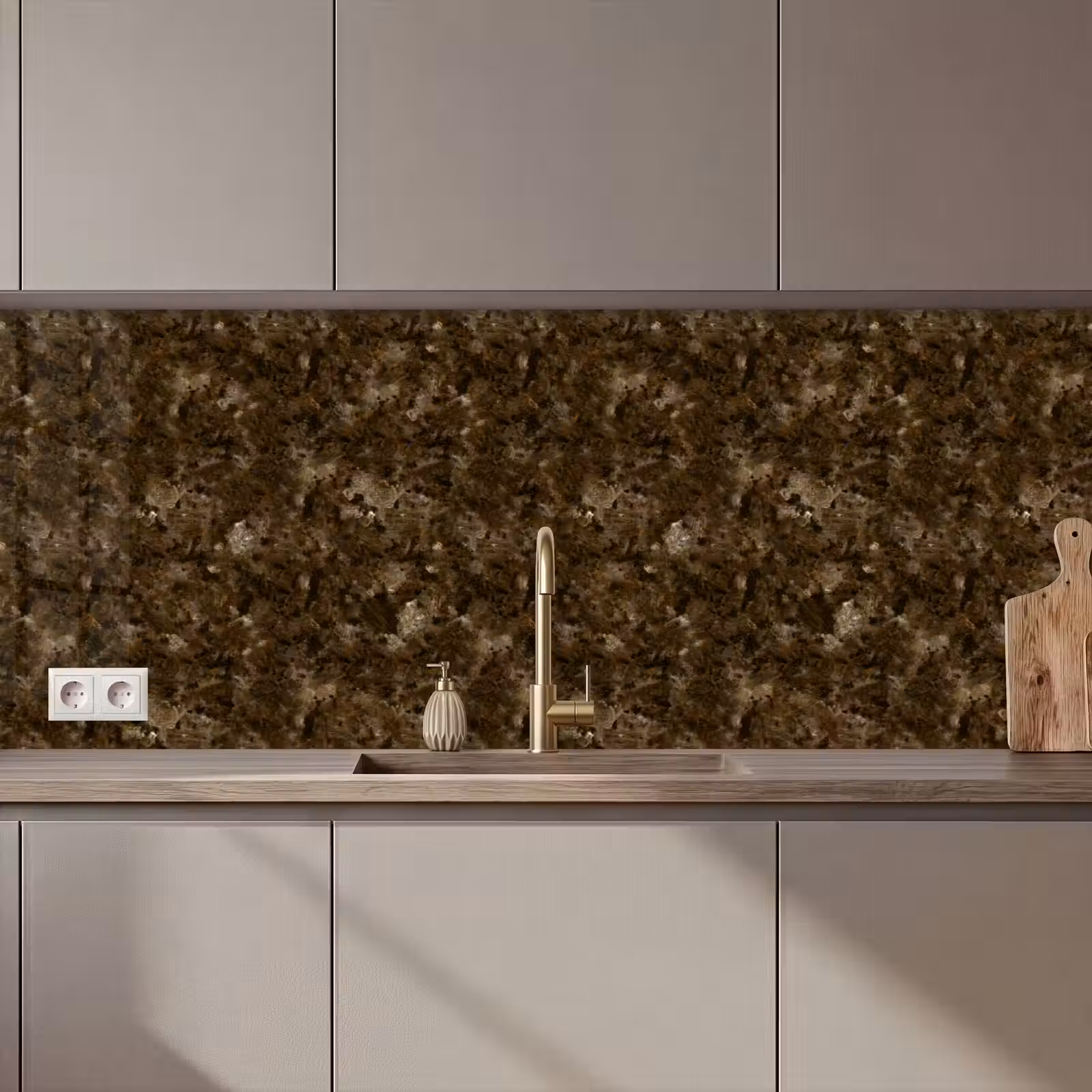 Keuken achterwand - Donker - Graniet - Bruin — 1