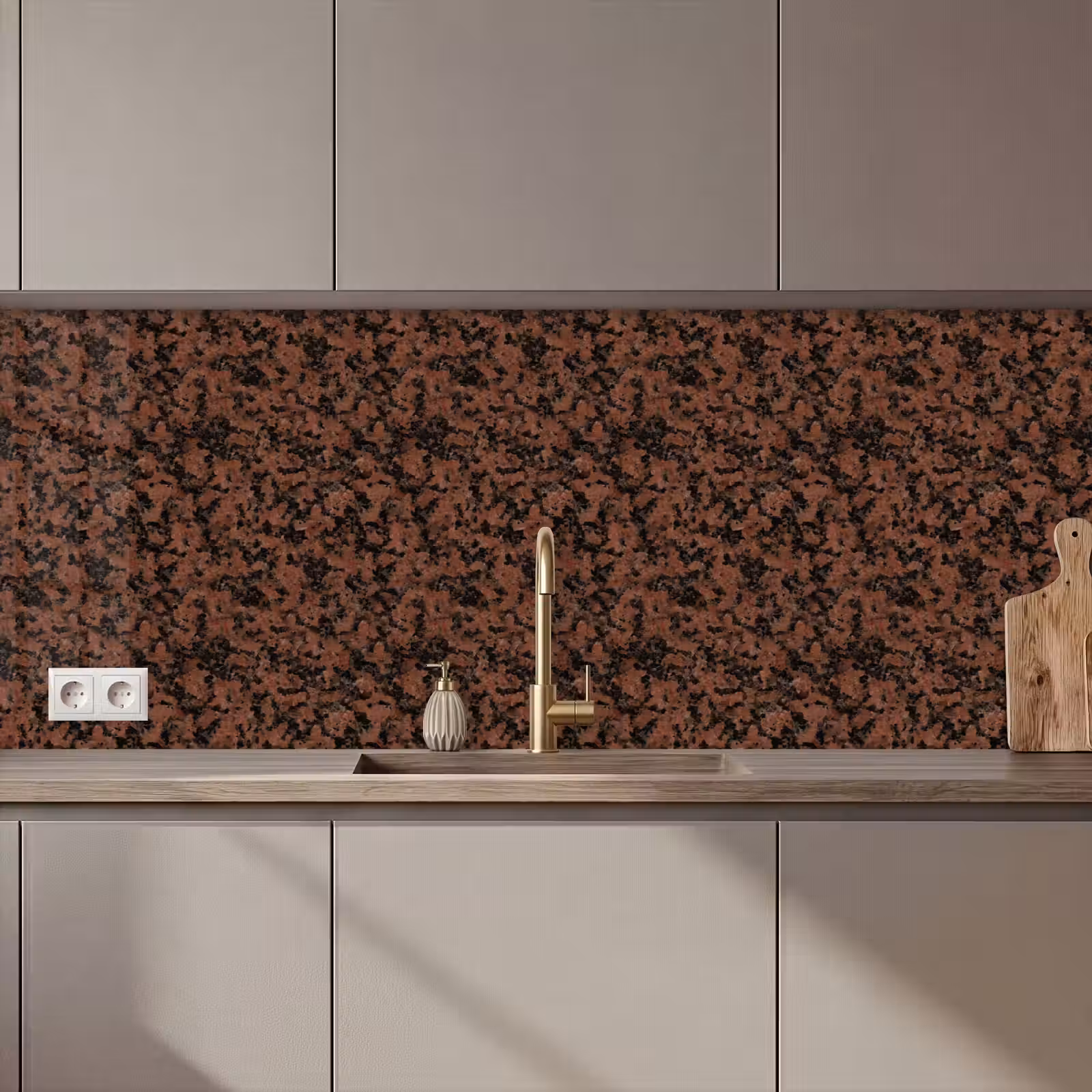 Keuken achterwand - Graniet - Rood - Zwart — 1