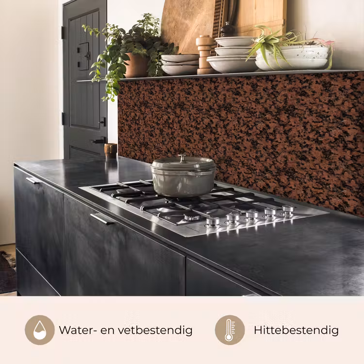 Keuken achterwand - Graniet - Rood - Zwart — 3
