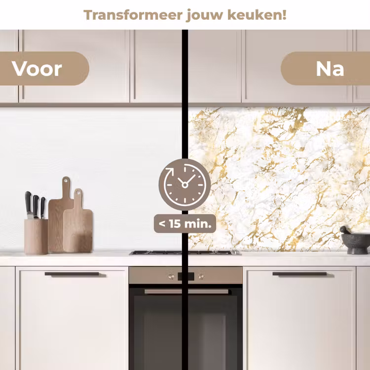 Keuken achterwand - Goudspatten - Wit - Marmer — 2