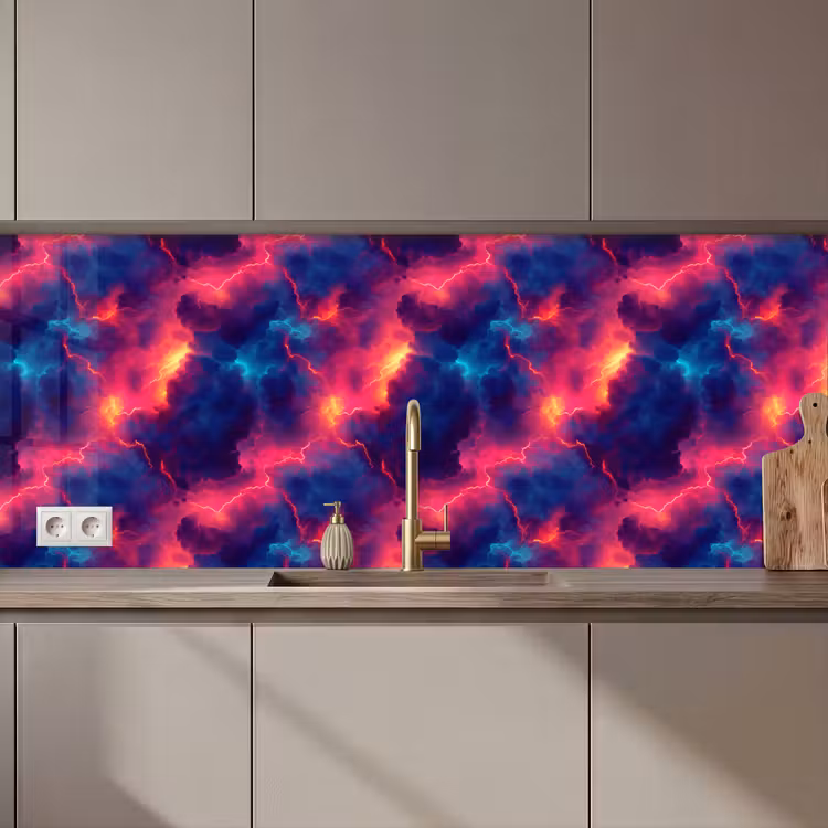 Keuken achterwand - Bliksem - Wolken - Kleurenrijk — 1