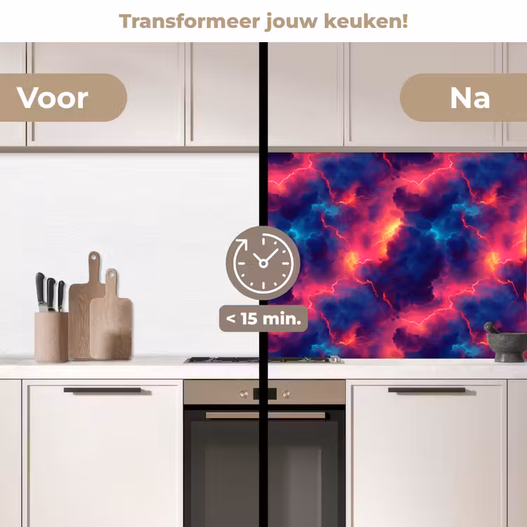 Keuken achterwand - Bliksem - Wolken - Kleurenrijk — 2