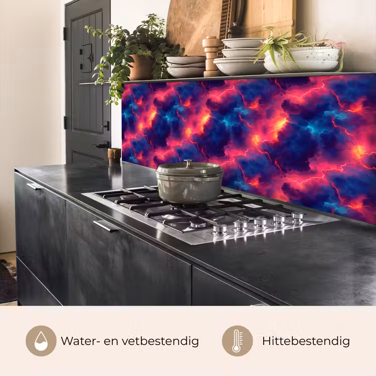 Keuken achterwand - Bliksem - Wolken - Kleurenrijk — 3