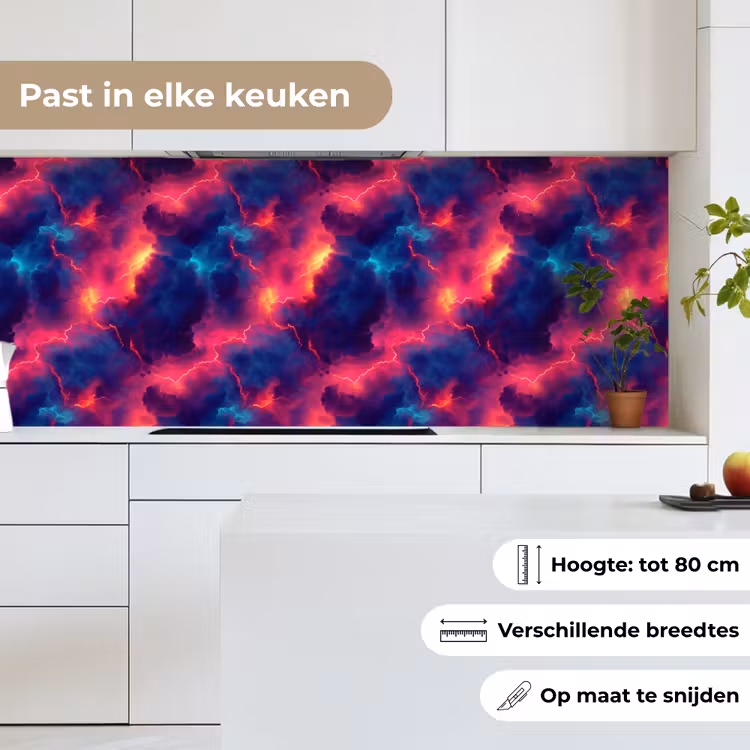 Keuken achterwand - Bliksem - Wolken - Kleurenrijk — 4