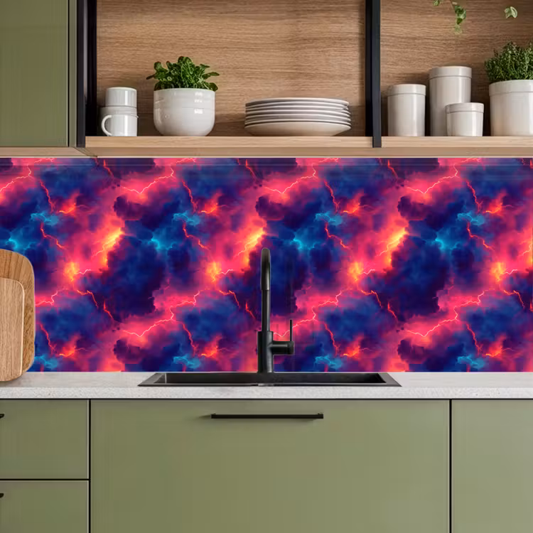 Keuken achterwand - Bliksem - Wolken - Kleurenrijk — 5