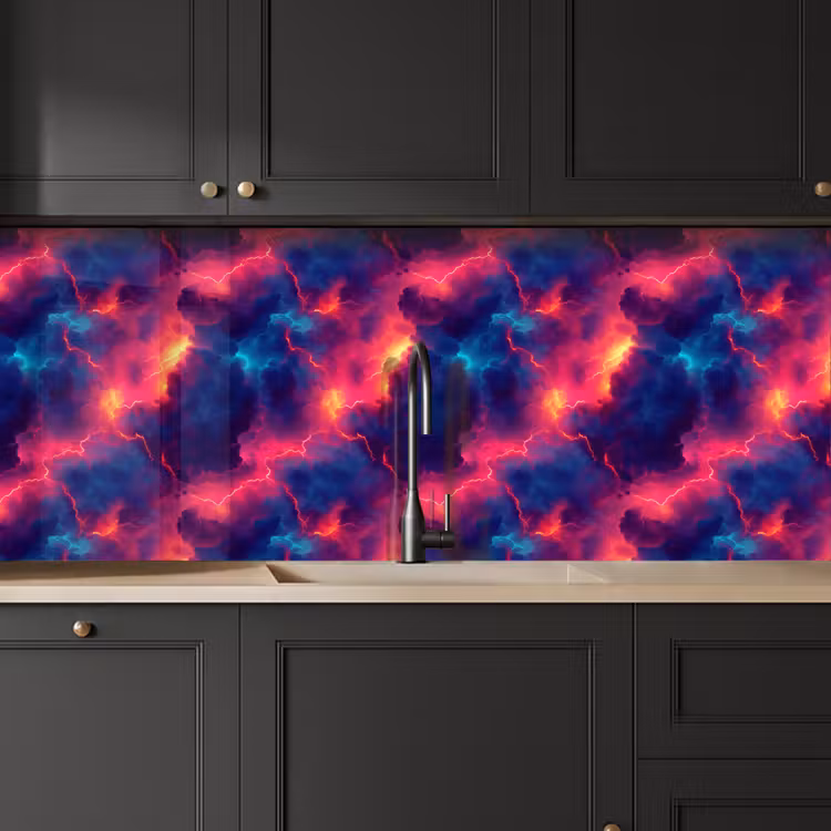 Keuken achterwand - Bliksem - Wolken - Kleurenrijk — 6