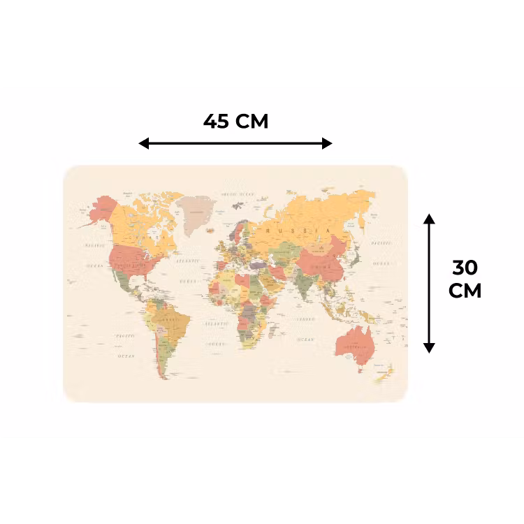 Placemat - 6 stuks - Wereldkaart - Realistisch - Beige — 3