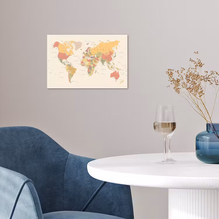 poster papier – Wereldkaart - Realistisch - Beige — 4