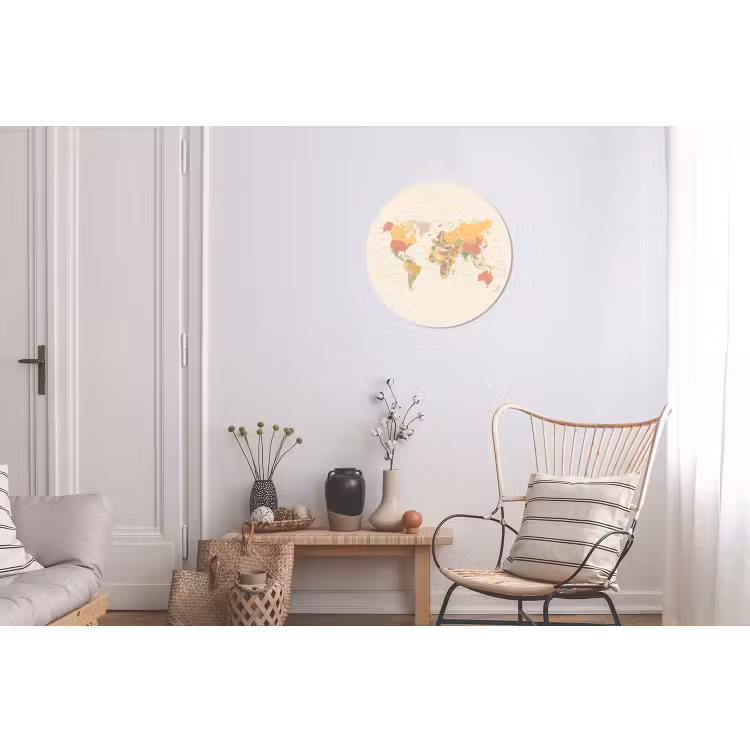 Wandcirkel aluminium - Wereldkaart - Realistisch - Beige — 2
