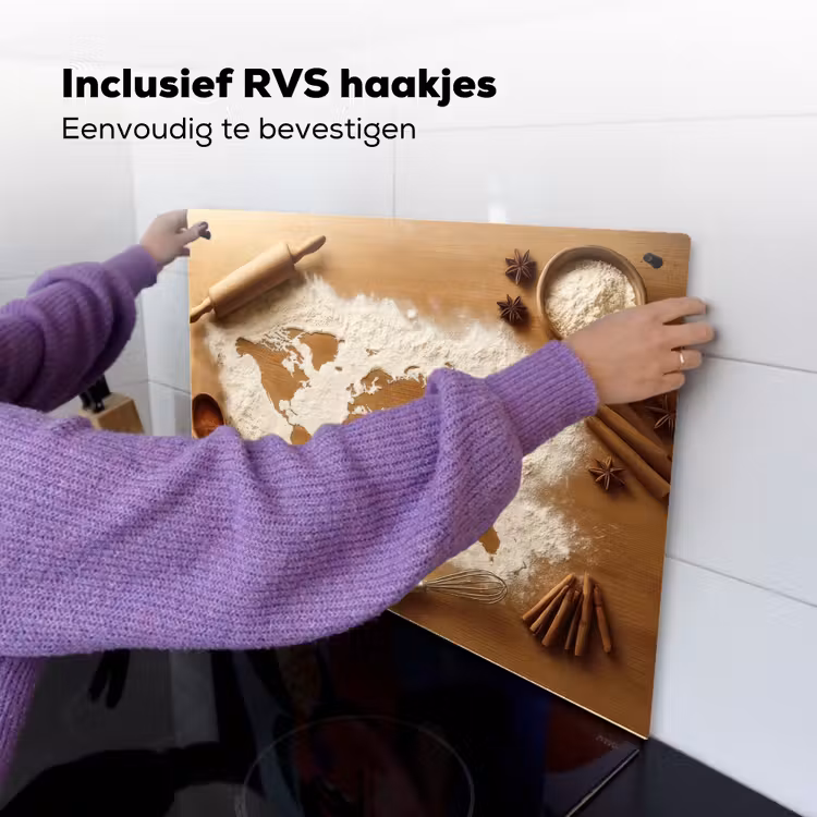 Inductie beschermer en spatscherm (2in1) - Hout - Wereldkaart - Bakken - Keuken — 7
