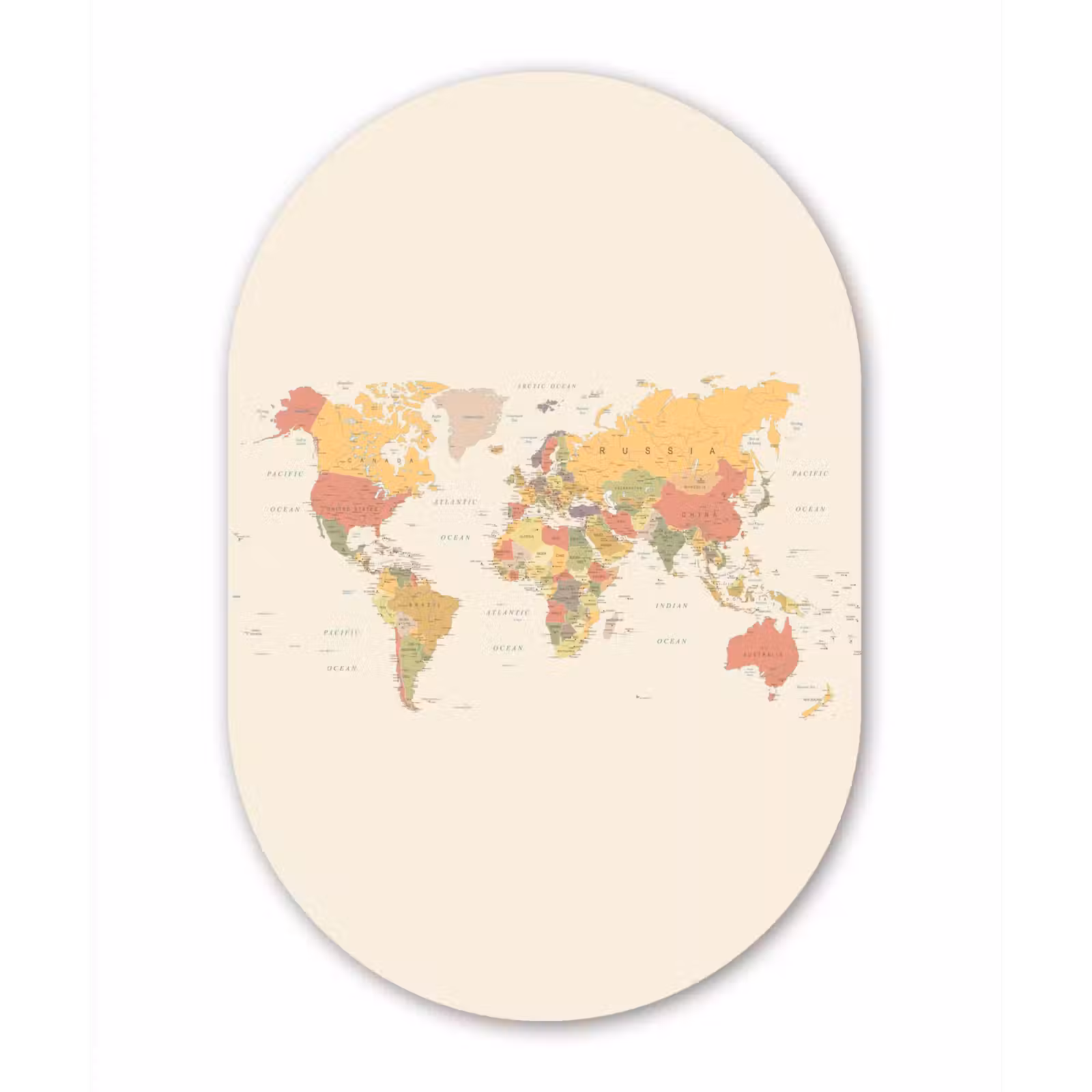 Wandoval Glas – Wereldkaart - Realistisch - Beige — 1