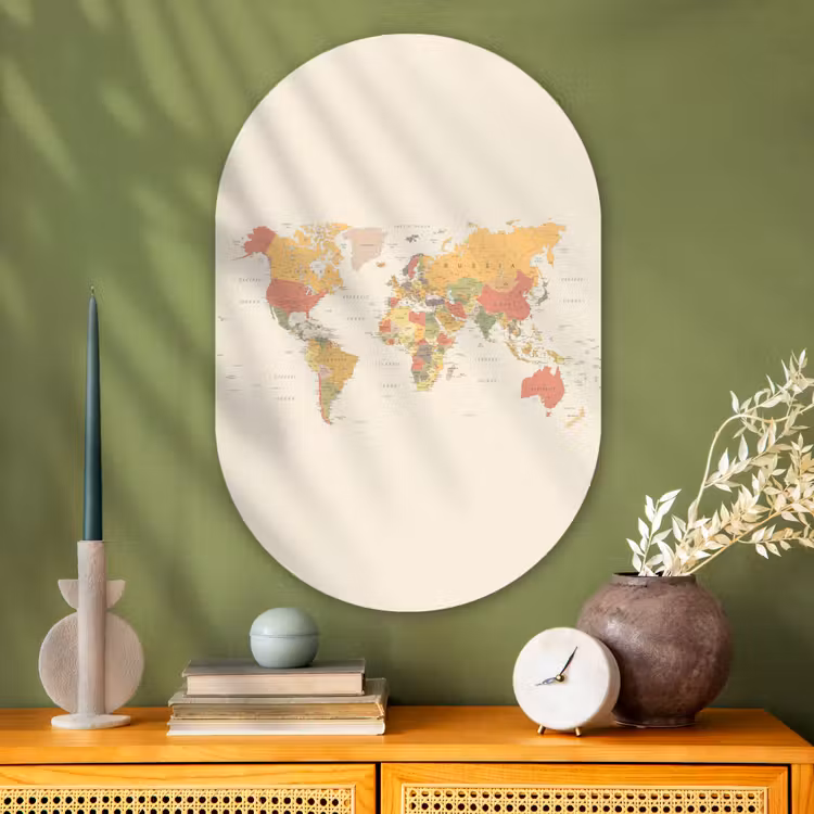 Wandoval Glas – Wereldkaart - Realistisch - Beige — 2