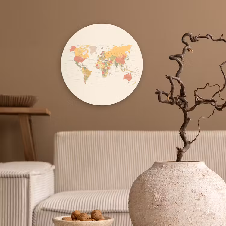 Wandcirkel plexiglas - Wereldkaart - Realistisch - Beige — 2