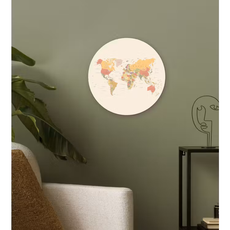 Wandcirkel plexiglas - Wereldkaart - Realistisch - Beige — 3