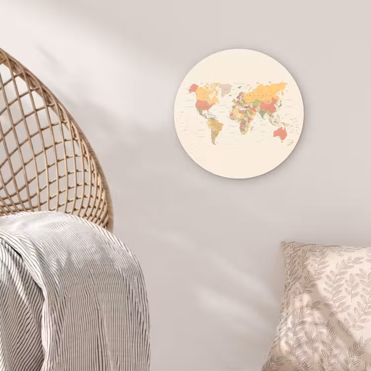 Wandcirkel plexiglas - Wereldkaart - Realistisch - Beige — 5