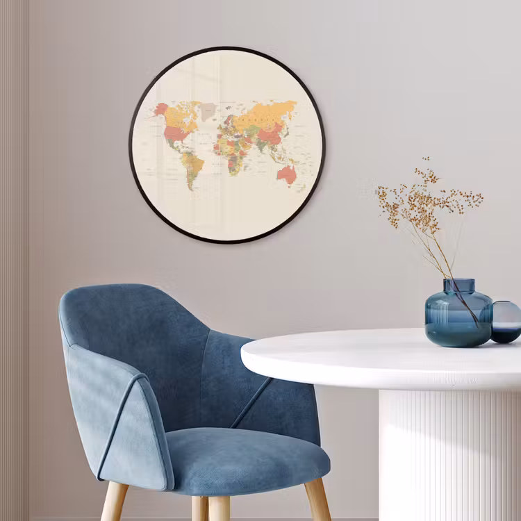 Fotolijst rond zonder passe partout - Wereldkaart - Realistisch - Beige — 4