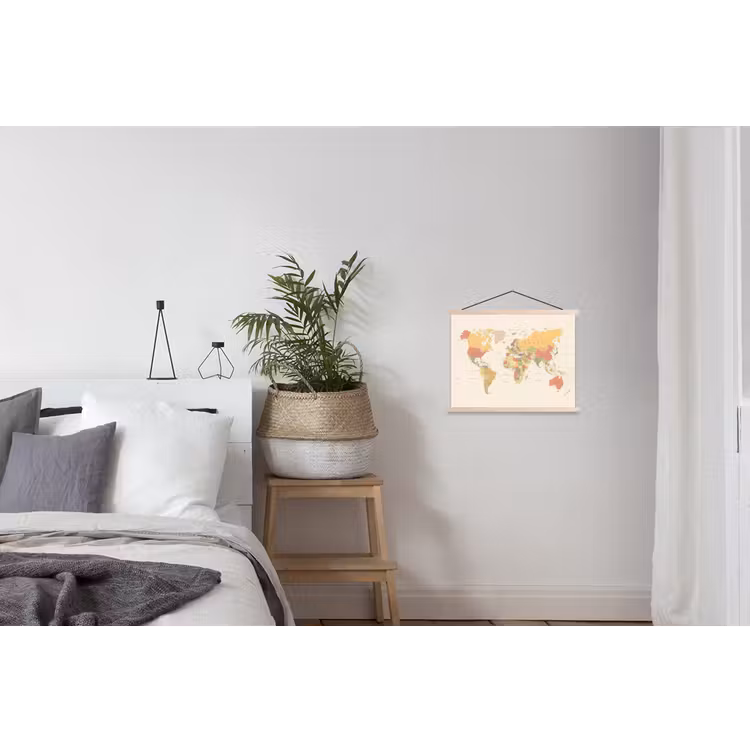 textielposter latten blank - Wereldkaart - Realistisch - Beige — 2