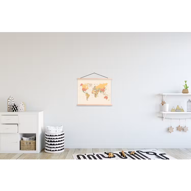 textielposter latten blank - Wereldkaart - Realistisch - Beige — 3