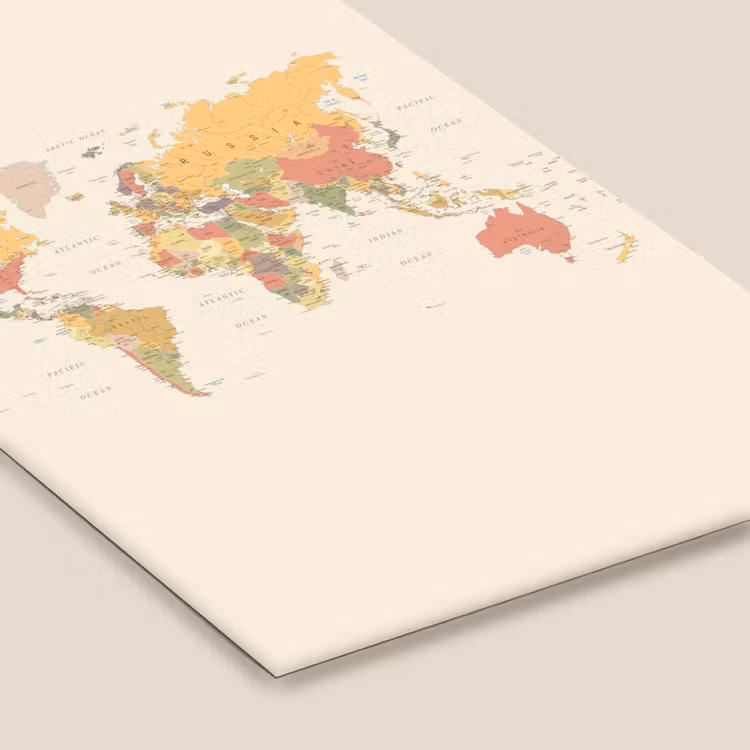 Poster met lijst - Wereldkaart - Realistisch - Beige — 7