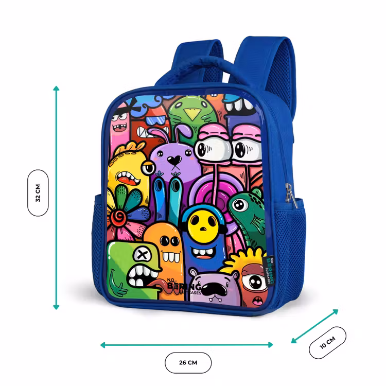 Rugzak kind - blauw - Grappige kleurrijke monsters — 5