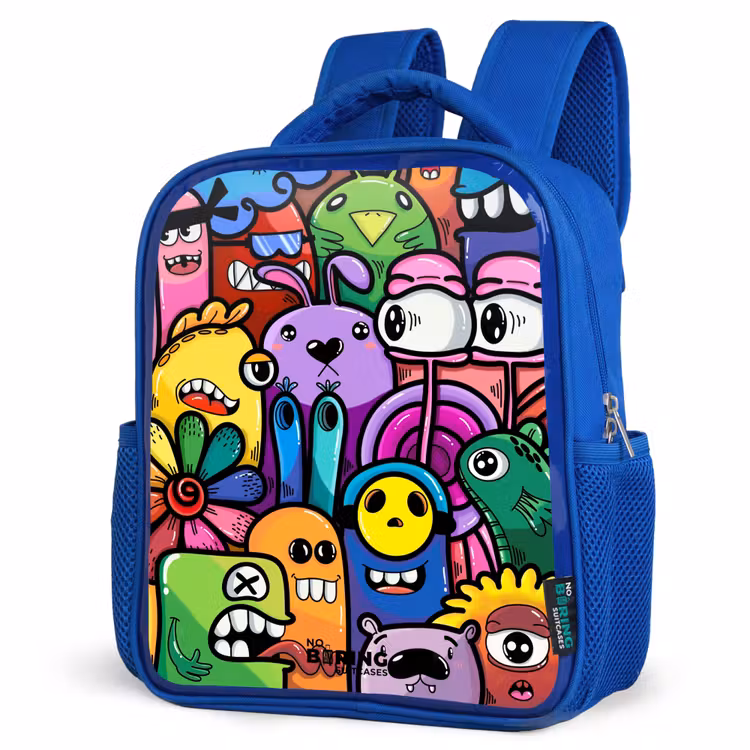Rugzak kind - blauw - Grappige kleurrijke monsters — 7