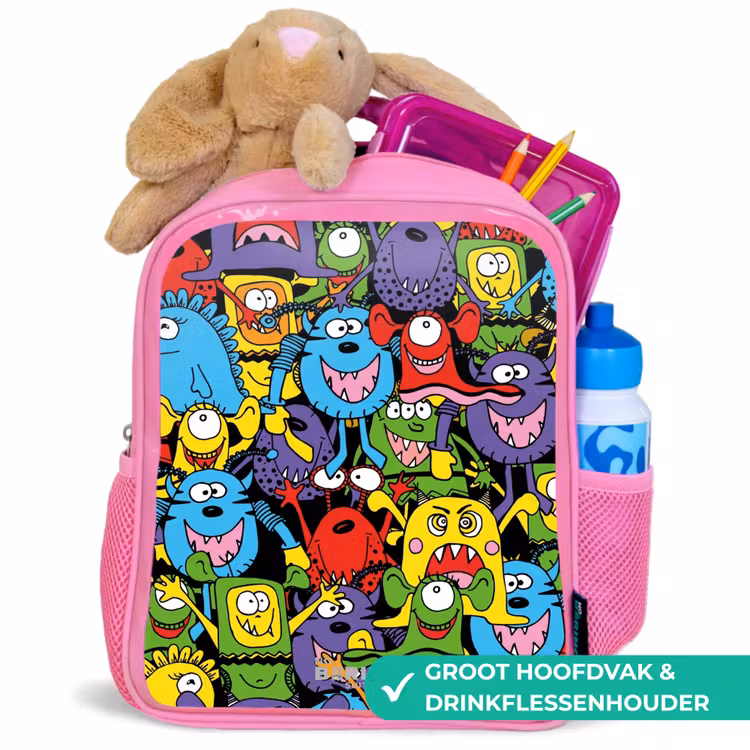 Rugzak kind - roze - Monsters met Felle Kleuren — 2