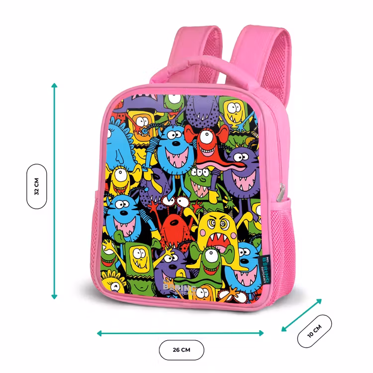 Rugzak kind - roze - Monsters met Felle Kleuren — 3