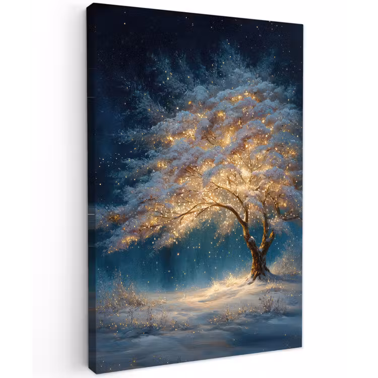 Buiten canvas - Levensboom - Nacht - Donker - Blauw — 1