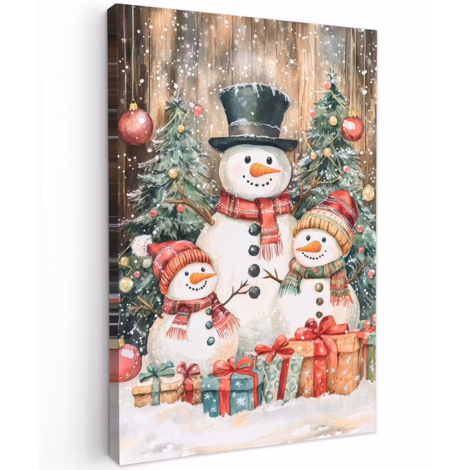 Buiten canvas - Sneeuwpop - Familie - Kleurrijk — 1