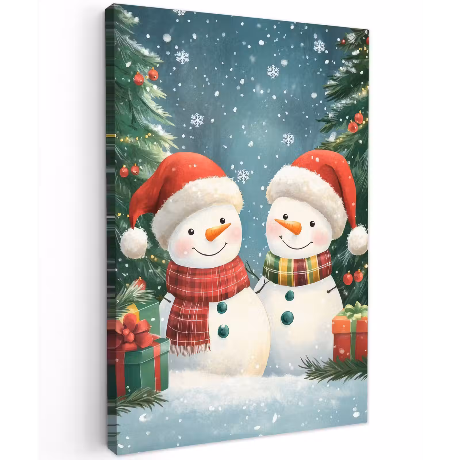 Buiten canvas - Sneeuwpop - Kerstsneeuw - Groen - Rood — 1