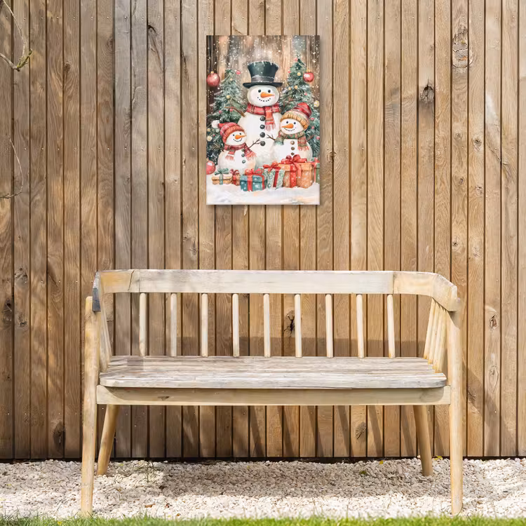 Buiten canvas - Sneeuwpop - Familie - Kleurrijk — 3