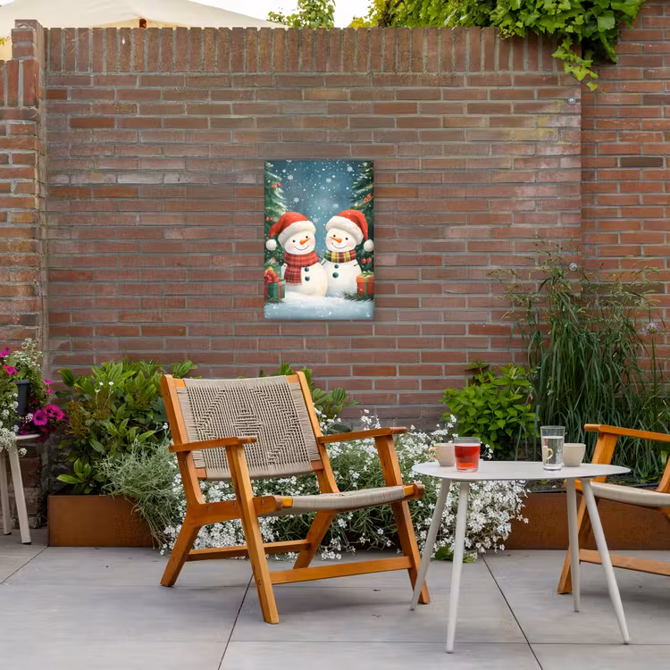 Buiten canvas - Sneeuwpop - Kerstsneeuw - Groen - Rood — 2