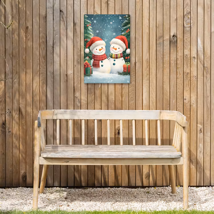 Buiten canvas - Sneeuwpop - Kerstsneeuw - Groen - Rood — 3