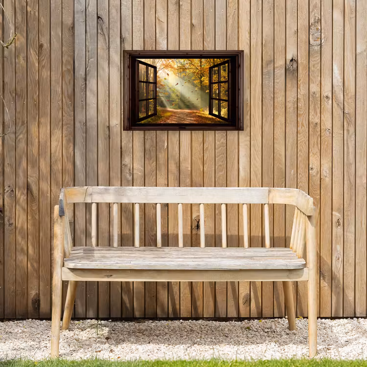 Buiten canvas - Bos - Bomen - Herfst - Zon - Herfstbladeren - Natuur - Doorkijk — 3