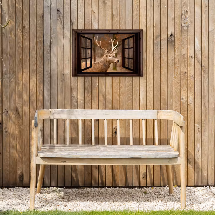 Buiten canvas - Hert - Dier - Bos - Herfst - Hertenkop - Bruin - Doorkijk — 3