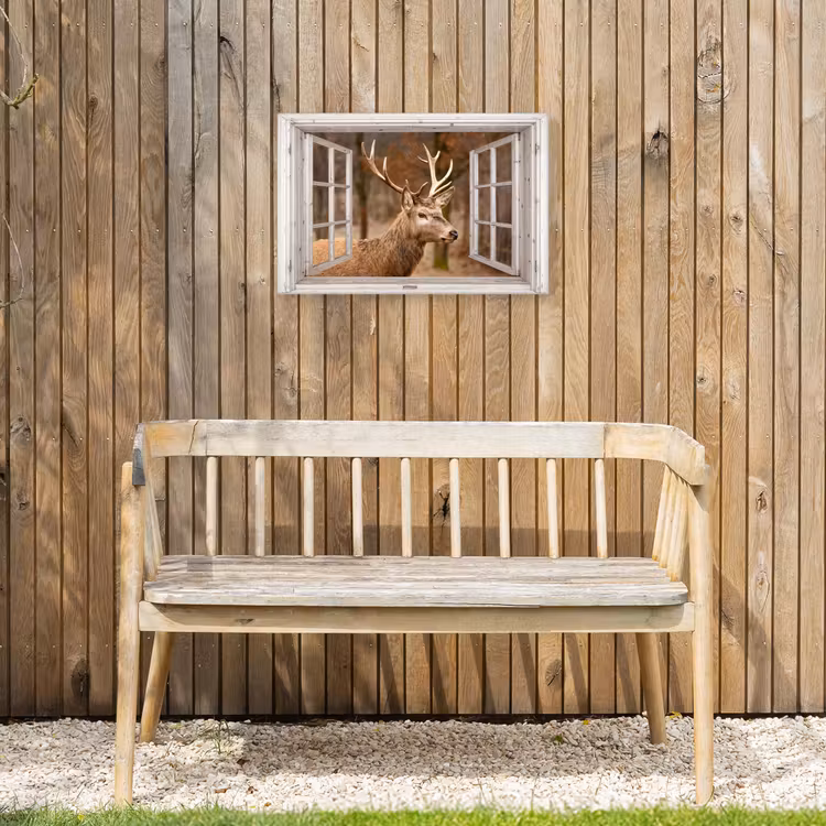 Buiten canvas - Hert - Dier - Bos - Herfst - Hertenkop - Bruin - Doorkijk — 3